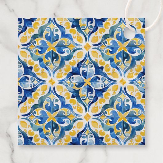 Mediterrane Tegels Lemon 25e Verjaardag Bedankjes Labels (Achterkant)