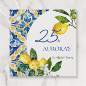 Mediterrane Tegels Lemon 25e Verjaardag Bedankjes Labels (Voorkant)