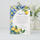 Mediterrane Tegels Lemon 25e Verjaardag Bedankkaart (Staand voorkant)