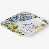 Mediterrane Tegels Lemon 25e Verjaardag Papieren Bordje (Gebogen)