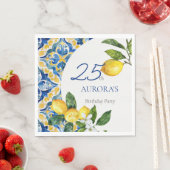 Mediterrane Tegels Lemon 25e Verjaardag Servet (Insitu)