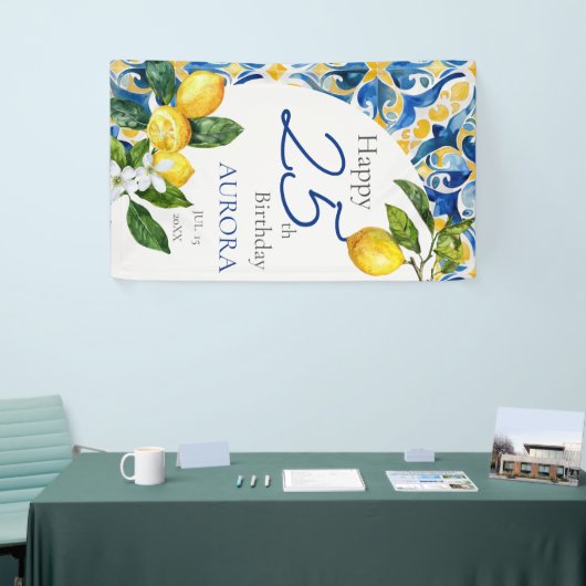 Mediterrane Tegels Lemon 25e Verjaardag Spandoek (Beurs)