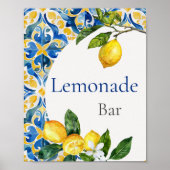 Mediterrane Tegels Lemon Birthday Lemonade Bar Poster (Voorkant)
