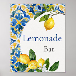 Mediterrane Tegels Lemon Birthday Lemonade Bar Poster
