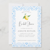 Mediterrane Tegels Lemon Bridal Shower Invitation Kaart (Voorkant)