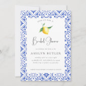 Mediterrane Tegels Lemon Bridal Shower Invitation Kaart (Voorkant)