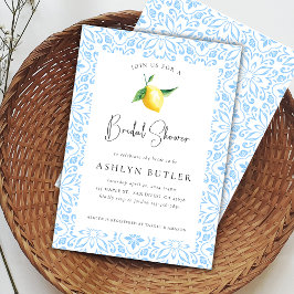 Mediterrane Tegels Lemon Bridal Shower Invitation Kaart