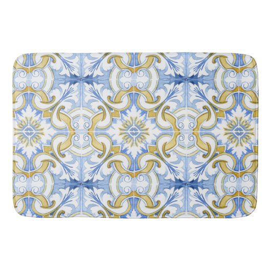 Mediterrane tegels, majolica, Siciliaanse stijl Badmat (Voorkant)