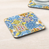 Mediterrane tegels, majolica, Siciliaanse stijl Bier Onderzetter (Linkerzijde)