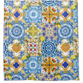 Mediterrane tegels, majolica, Siciliaanse stijl Douchegordijn (Voorkant)