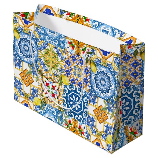 Mediterrane tegels, majolica, Siciliaanse stijl Groot Cadeauzakje (Achterkant Gekanteld)