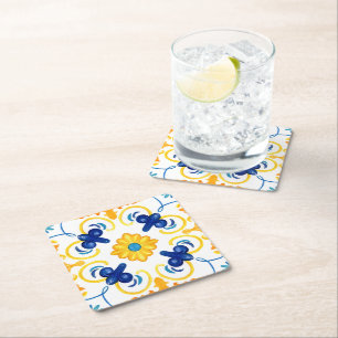 Mediterrane tegels, majolica, Siciliaanse stijl Kartonnen Onderzetters