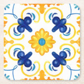 Mediterrane tegels, majolica, Siciliaanse stijl Kartonnen Onderzetters (Voorkant)