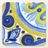Mediterrane tegels, majolica, Siciliaanse stijl Kartonnen Onderzetters (Voorkant)