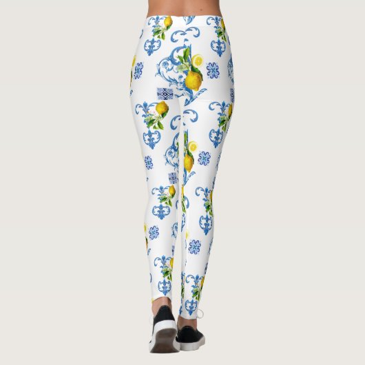 Mediterrane tegels, majolica, Siciliaanse stijl Leggings (Achterkant)