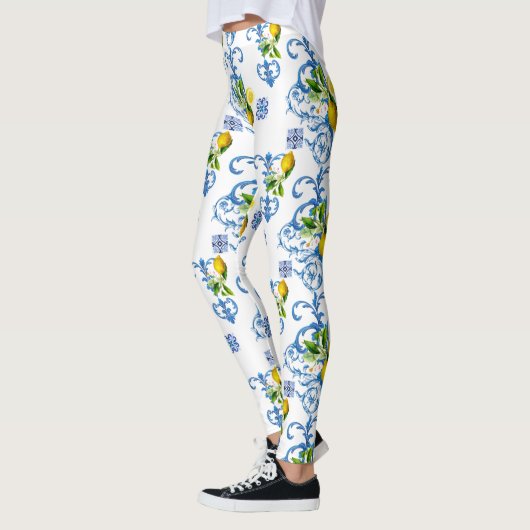 Mediterrane tegels, majolica, Siciliaanse stijl Leggings (Links)