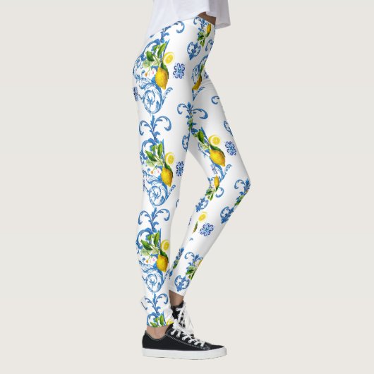 Mediterrane tegels, majolica, Siciliaanse stijl Leggings (Rechts)