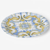 Mediterrane tegels, majolica, Siciliaanse stijl Papieren Bordje (Gekanteld)