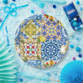 Mediterrane tegels, majolica, Siciliaanse stijl Papieren Bordje (Feest)