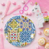 Mediterrane tegels, majolica, Siciliaanse stijl Papieren Bordje (Feest)