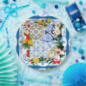 Mediterrane tegels, majolica, Siciliaanse stijl Papieren Bordje (Feest)