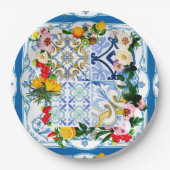 Mediterrane tegels, majolica, Siciliaanse stijl Papieren Bordje (Voorkant)