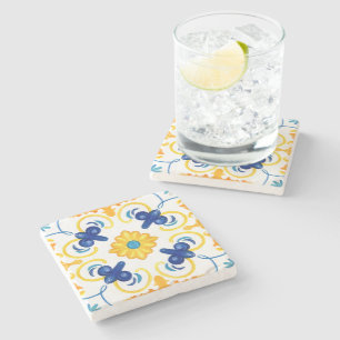 Mediterrane tegels, majolica, Siciliaanse stijl Stenen Onderzetter