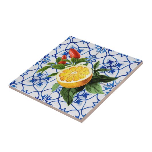 Mediterrane tegels, majolica, Siciliaanse stijl Tegeltje (Zijkant)