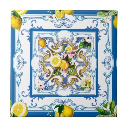 Mediterrane tegels, majolica, Siciliaanse stijl Tegeltje (Voorkant)