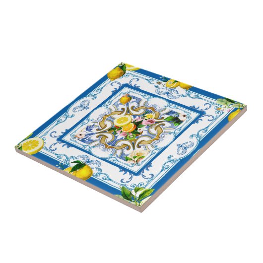 Mediterrane tegels, majolica, Siciliaanse stijl Tegeltje (Zijkant)