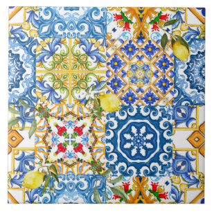Mediterrane tegels, majolica, Siciliaanse stijl Tegeltje