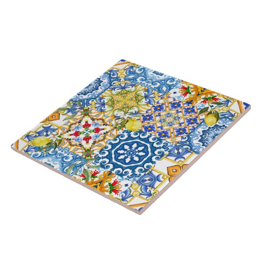 Mediterrane tegels, majolica, Siciliaanse stijl Tegeltje (Zijkant)