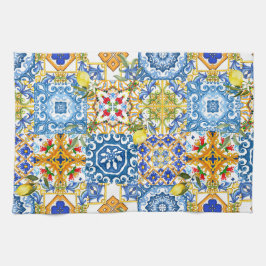 Mediterrane tegels, majolica, Siciliaanse stijl Theedoek