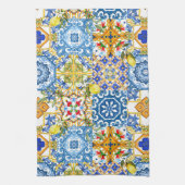 Mediterrane tegels, majolica, Siciliaanse stijl Theedoek (Verticaal)