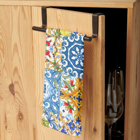 Mediterrane tegels, majolica, Siciliaanse stijl Theedoek (Derde Gevouwen)