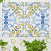 Mediterrane tegels, majolica, Siciliaanse stijl Theedoek (Gevouwen)