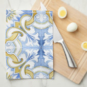 Mediterrane tegels, majolica, Siciliaanse stijl Theedoek (Quarter Fold)