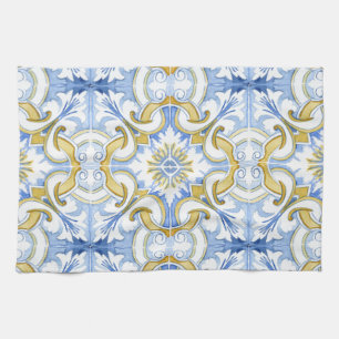 Mediterrane tegels, majolica, Siciliaanse stijl Theedoek