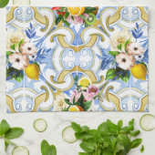Mediterrane tegels, majolica, Siciliaanse stijl Theedoek (Gevouwen)