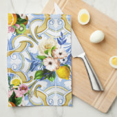 Mediterrane tegels, majolica, Siciliaanse stijl Theedoek (Quarter Fold)