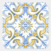 Mediterrane tegels, majolica, Siciliaanse stijl Vierkante Sticker (Voorkant)