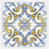 Mediterrane tegels, majolica, Siciliaanse stijl Vierkante Sticker (Voorkant)