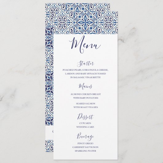 Mediterrane tegels Menukaart (Voorkant / Achterkant)