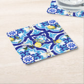 mediterrane tegels, mozaïek, citroen, kartonnen onderzetters (Schuin)