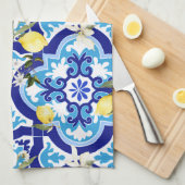 mediterrane tegels, mozaïek, citroen, theedoek (Quarter Fold)