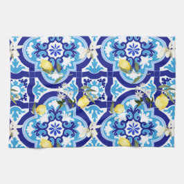 mediterrane tegels, mozaïek, citroen, theedoek