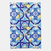 mediterrane tegels, mozaïek, citroen, theedoek (Verticaal)