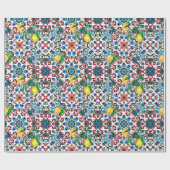 Mediterrane tegels, mozaïek, citroen, zomerkunst cadeaupapier (Vlak)