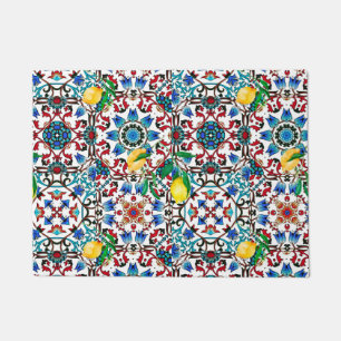 Mediterrane tegels, mozaïek, citroen, zomerkunst deurmat