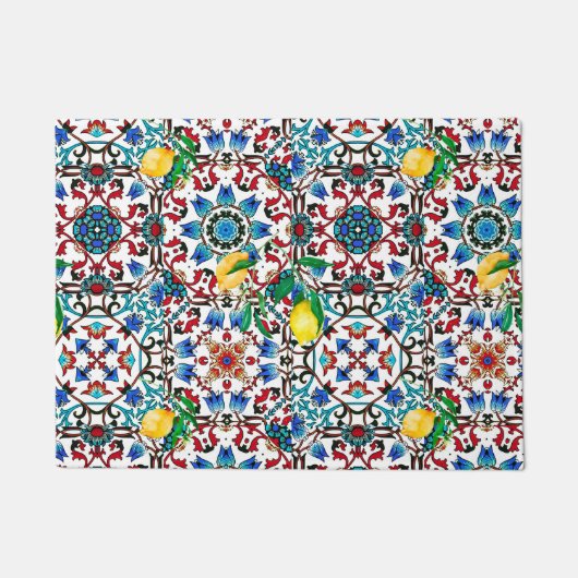 Mediterrane tegels, mozaïek, citroen, zomerkunst deurmat (Voorkant)